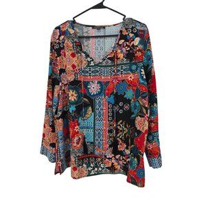 Laurel Grey Size Large Womens Peasant Tunit Top Boho Hippie Art to Wear blouse